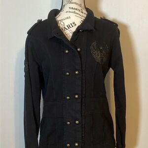 VINTAGE HARLEY DAVIDSON TAILOR FITTED MILITARY EMBROIDERED WOMENS JACKET SZ M